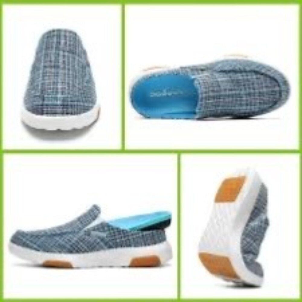 OrthoComfoot  Slip-on Shoes With Arch Support in Blue, Multi-colored Woven Sz 10